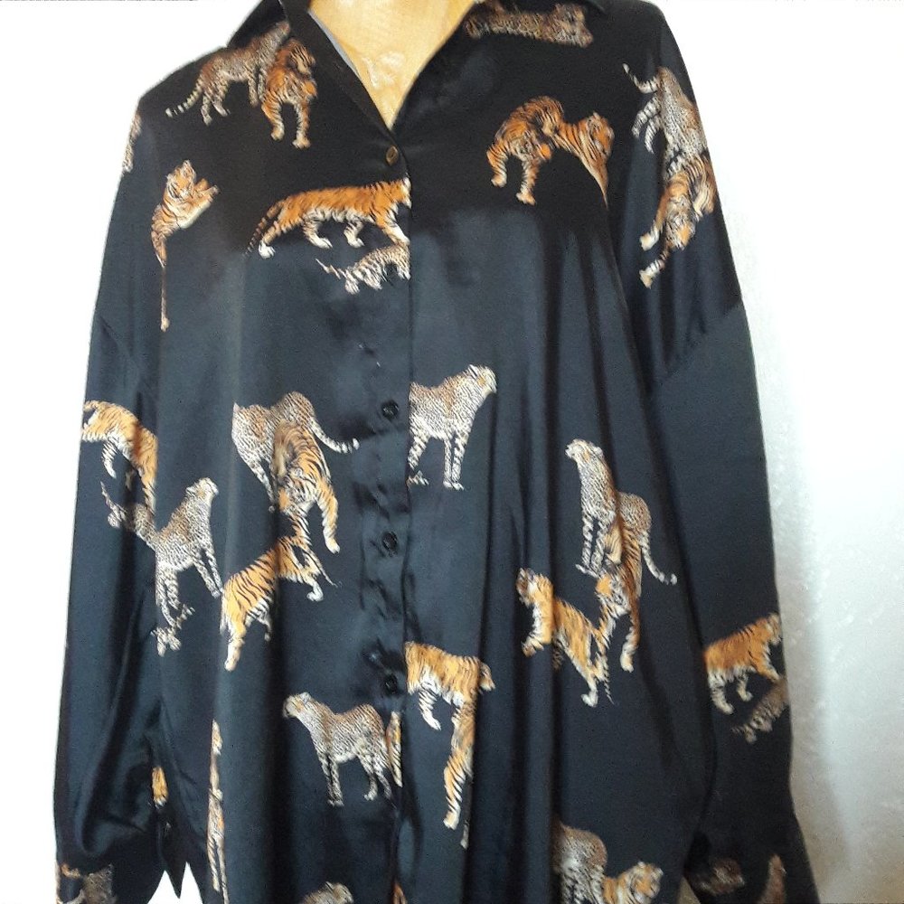 Cool Cats and Kittens Satin Big Cats Tiger Club Shirt - Picture 3 of 3